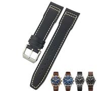 AHGDDA Rindsleder-Uhrenarmband, 20 mm, 21 mm, 22 mm, geeignet für IWC Pilot Portfino Mark ⅩⅢ IW3270 Kalbsleder-Uhrenarmband. Kostenlose Werkzeuge(Black white,22mm silver clasp)