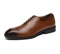 Ahico Herren-Schnürschuhe, Leder, formelle Business-Oxford-Schuhe, klassische Anzugschuhe, atmungsaktiv und bequem, Freizeit und Arbeit, Braun, 45 EU