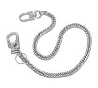 Ahiller Sicherheitskette Hosenkette mit Doppelschloss - 63cm Robuste Edelstahl-Kette Silber für Jeans, Geldbörsen und Motorrad-BK