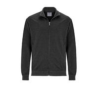 Ahorn Sportswear Zip Sweat Jacke mit Stehkragen für Männer in dunkelgrau meliert Übergrößen 2XL bis 10XL, Größe:XXL