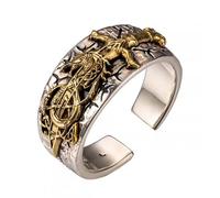 AHTCPO Drachenschwert Wikinger Ring 925 Silber, Kupfer - Verstellbarer Nordischer Schmuck für Männer, Mittelalter Krieger Pinky Ring, Unisex Geschenk(M)