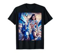 Ai Fantasy Art - AI Girl Sexy Zauberin reitet einen Drachen T-Shirt