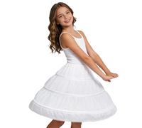 Aibaowedding Reifrock Mädchen Petticoat 3 Creolen Petticoat Reifrock Full Slip Blumenmädchen Krinoline Crinoline für Mädchen(Weiß,10-11 Jahre)