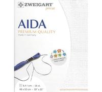 AIDA Precut 16 ct. 3251 Farbe 11 weiß irisee, Handarbeitsstoff für Kreuzstich 48x53 cm
