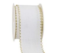 Aida-Stickband, weiß/gold, Breite: 5 cm, 5-m Rolle