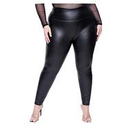 AIDAYOU Leggings aus Kunstleder, Übergröße, super dehnbar, 5XL, 6XL, 7XL, schwarz, 6X-Groß
