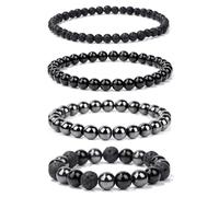 Aidenn Lavastein Armband Damen Naturstein Edelstein Perlenarmband Damen Obsidian Armband Heilsteine Armband Anti Stress Perlen armbander set,Handmade Schmuck Geschenk