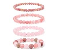 Aidenn Rosenquarz Armband Damen Naturstein Edelstein Perlenarmband Damen Rhodonit Armband Heilsteine Armband Anti Stress Perlen armbander set,Handmade Schmuck Geschenk
