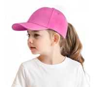 AIDIER Baseball Kappe mit Pferdeschwanz Loch für Jungen Mädchen Von 3-8 Jahren Verstellbarer Kinder Cap Sommer Snapback Cap Outdoor-Sonnenhut Golf Schirmmütze Rosenrot
