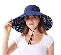 AIDIER Damen 2 in 1 Extra Breite Krempe Sommerhut Faltbarer Floppy Sonnenhüte Flexibel Abnehmbar Fischerhut UV Schutz Strandhut Flora Gartenhut Sommer Großer Hut UPF 50+(Krempenlänge 18cm)