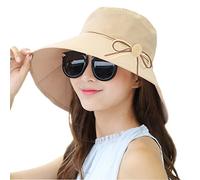 AIDIER Damen Faltbarer Leichter Sommerhut mit Breite Krempe UV Schutz Sonnenschutz Fischerhut Reisen Sonnenhut mit Kinnband Elegant UPF 50+ Sommer Hut Strandhut Gartenhut Anglerhut