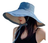 AIDIER Damen Sonnenhut mit breiter Krempe Kinnriemen Frauen Umkehrbarer UV Schutz Sonnenhut UPF 50 Faltbarer Sommer Strandhut Fischerhut Outdoor Gartenhut für Urlaub Camping Wandern Angeln