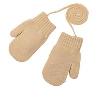 AIDIER Kinder Winter Handschuhe Fäustlinge 1-4 Jahre Jungen Mädchen Warme Gestrickte Fäustlinge mit Schnur Kleinkind Einfarbige Strickhandschuh Hang Neck Fausthandschuhe Halshandschuhe für Outdoor