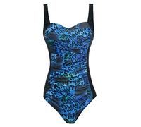 Aidotop Damen Einteilige Badeanzug Monokini Verstellbarer Schultergurt Badeanzüge Falten Bademode Schwimmanzug (13Blue Leopard, XL)