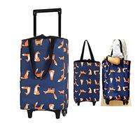 Aieino 23L Faltbarer Einkaufstasche mit Rollen - Kühlfach Einkaufstrolley Einkaufswagen Tasche Teleskopstange Wiederverwendbar Einkaufsbeutel, Einklappbare Rädern - Blau