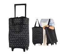 Aieino 23L Faltbarer Einkaufstasche mit Rollen - Kühlfach Einkaufstrolley Einkaufswagen Tasche Teleskopstange Wiederverwendbar Einkaufsbeutel, Einklappbare Rädern - Schwarz