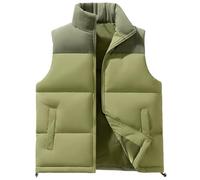 AIEOE Herren Daunenweste Look Wattierte Puffer Weste Ärmellose Outdoorjacke Winterweste Windbreaker Steppweste Grün Herstellergröße 3XL/ EU Größe XL