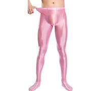 AIEOE Herren Glossy Leggings Einteiler Dünn Jumpsuit Öl Glänzend Strumpfhosen Elastische Taille Yogahose Bikerhose Übergröße Glatte Sportleggings L