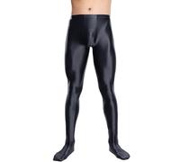 AIEOE Herren Glossy Leggings Einteiler Dünn Jumpsuit Öl Glänzend Strumpfhosen Elastische Taille Yogahose Bikerhose Übergröße Glatte Sportleggings L
