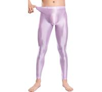 AIEOE Herren Leggings Öl Glänzend Tights Hose Stretch Glatte Hose Übergröße Glossy Strumpfhosen Slim Fit Lange Pants M