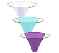 AIEOE Herren Slips EIS Seide String Tanga T-Back Sexy Mini Slip Ultra Dünn Männer Thongs Briefs Sommer Atmungsaktiv Unterhose Niedrige Taille Unterwäsche - XL