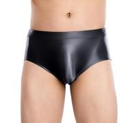 AIEOE Herren Wetlook Slip Unterwäsche Sissy Dessous Gay Clubwear Elastische Unterhose Glänzend Schwarz Größe M