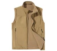 AIEOE Herren Winter Weste Thermo Wendeweste Cargo Outdoorweste Multitaschen Plüschweste EU M