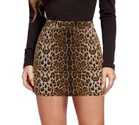 AIEOE Leoparden Rock Kurz Elegant Figurbetont Cocktail Party Minirock für Damen 2024 Bleistiftrock Größe L Stile B