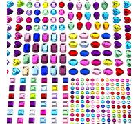 AIEX 8 Blätter 365 Pcs Glitzersteine Selbstklebend Strass Sticker Crystal Edelstein zum Aufkleben Gem Aufkleber Sortierte Farben und Formen