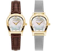 Aigner AGW.276001SET-INF weiss silber gold Edelstahl Leder braun Damen Uhr NEU