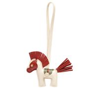 Aigner Leder Taschen-Anhänger Pferd, Cremeweiß