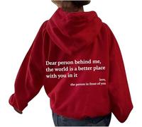 AIGOUT Dear Person Behind Me Hoodie, Dear Person Behind Me Sweatshirt für Damen, Dear Person Behind Me Hoodie You Are Enough,The World Is A Better Place with You In It Pullover Fashion, Rot-A, L