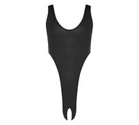 Aiihoo Herren Mankini Einteiler Body Hoher Beinausschnitt Stringbody Badeanzug Offener Schritt Unterwäsche Dessous Sommer Swimsuit Schwarz M
