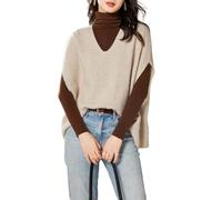 Ailaile Damen Pullover Weste 100% Merinowolle Leicht Ärmellos Pullover V-Ausschnitt Strick Basic Weste Kurze Oberteile, Milchkamel, Mittel