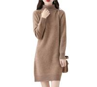 Ailaile Dickes Pulloverkleid Damen Rollkragen Raglanärmel Merinowolle Pullover Herbst Winter Strick Lange Oberteile, CAMEL, Groß