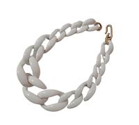 Ailan Damen Halskette im Vintage Stil, klobige Acryl Gliederkette, Statement Schmuck, minimalistische Kleider, Pullover, Accessoires, Weiß