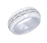 Ailan Eleganter 8 mm breiter Keramikring für modische Damen, modische Ringe, Keramikringe für Eheringe für Damen, Weiß, Größe 10