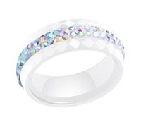 Ailan Eleganter 8 mm breiter Keramikring für modische Damen, modische Ringe, Keramikringe für Eheringe für Damen, AB weiß, Größe 7