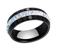 Ailan Eleganter 8 mm breiter Keramikring für modische Damen, modische Ringe, Keramikringe für Eheringe für Damen, AB schwarz, Größe 9