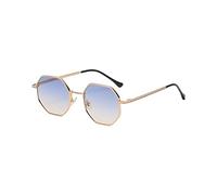 Ailan Sechseckige Metall Sonnenbrille, Schutz, leichter Rahmen, Unisex, Retro Quadrat Sonnenbrille für Herren/Damen, Damen Sonnenbrille, Blau