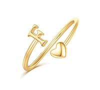 Ailetop Osterkorbfüller - Initialenringe für Frauen und Mädchen, verstellbare Ringe für Frauen, läuft nicht an, Buchstabe A-Z, zierlicher Herzring, Teenager, Mädchen, trendiges Schmuckgeschenk