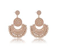 AILUOR Bohème Ethnischer Kronleuchter Quaste Hoop Ohrringe, Vintage Style Fransen Blumen Quasten baumeln Ohrringe für Frauen Lotus Mexiko Zigeuner Tropfen baumeln Ohrring für Frauen Schmuck (Gold)