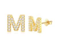AILUOR Initiale Ohrstecker Ohrringe für Frauen, Sterling Silber CZ Initial Buchstabe Ohrringe 14K Gold vergoldet hypoallergen personalisiert Alphabet Name Ohrstecker schmuck (Gold, Initial K)