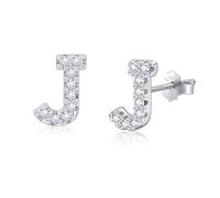 AILUOR Initiale Ohrstecker Ohrringe für Frauen, Sterling Silber CZ Initial Buchstabe Ohrringe 14K Gold vergoldet hypoallergen personalisiert Alphabet Name Ohrstecker schmuck (Silber, Initial T)