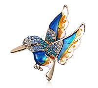AILUOR Kolibri Broschen für Frauen, Antik Gold Tone Emaille Vogel Kolibri Brosche Pins MultiColor Crystal Pin Brosche Schmuck für Frauen (blau)