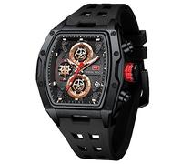 AIMES Luxuriöse Skelett-Uhr für Herren, wasserdicht, verstellbares Silikonarmband, Steampunk-Stil, Chronograph, Kalender, Datum, leuchtend, Business, großes quadratisches Zifferblatt