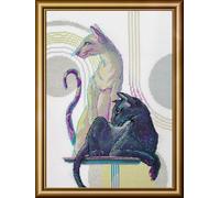 Aine Kreuzstich Stickpackung Mystische Katzen, Zählmuster, Multifarbig