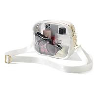 AiNinXun Damen Clear Bag Festival Tasche Transparente Durchsichtige Konzert Tasche Wasserdicht Weiß 22 cm (L) x 17 cm (W) x 6 cm (H)
