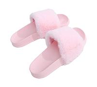 AioTio Damen Flip Flop Kunstpelz Slipper Fuzzy Fluffy Comfy Sliders Offene Zehe(EU 40 Rosa)