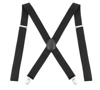 AiQInu Hosenträger Herren Schwarz mit 4 Metall Clips, 125 cm X Style Einstellbar Hosenträger für Herren Damen, für Overalls Jeans, Arbeitshosen, Jumpsuits, Motorradhosen - 3.5 cm